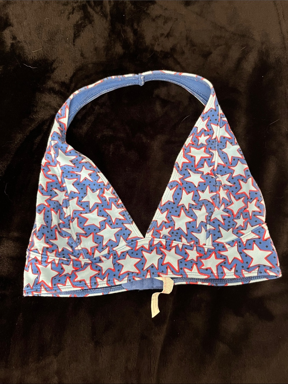 Urban Outfitters Blue & White Star-Print Halter Bralette